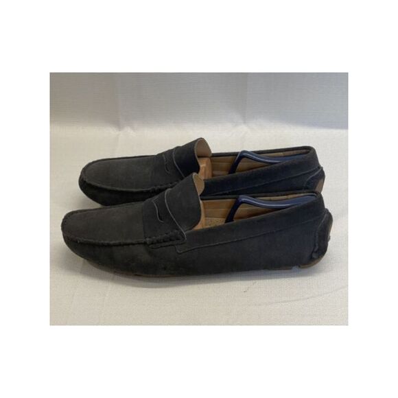 THE MENS STORE Mens Gray Penny Drive Square Toe Slip On Leather Loafers 7.5 - Picture 3 of 4